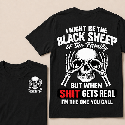 I Might Be The Black Sheep Of The Family Skull Skeleton Hands EST.Year T-Shirt, Funny Family Quote Graphic Tee