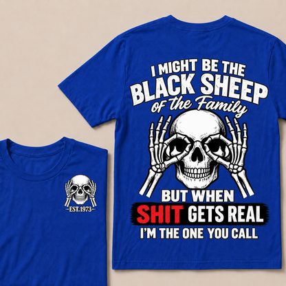 I Might Be The Black Sheep Of The Family Skull Skeleton Hands EST.Year T-Shirt, Funny Family Quote Graphic Tee