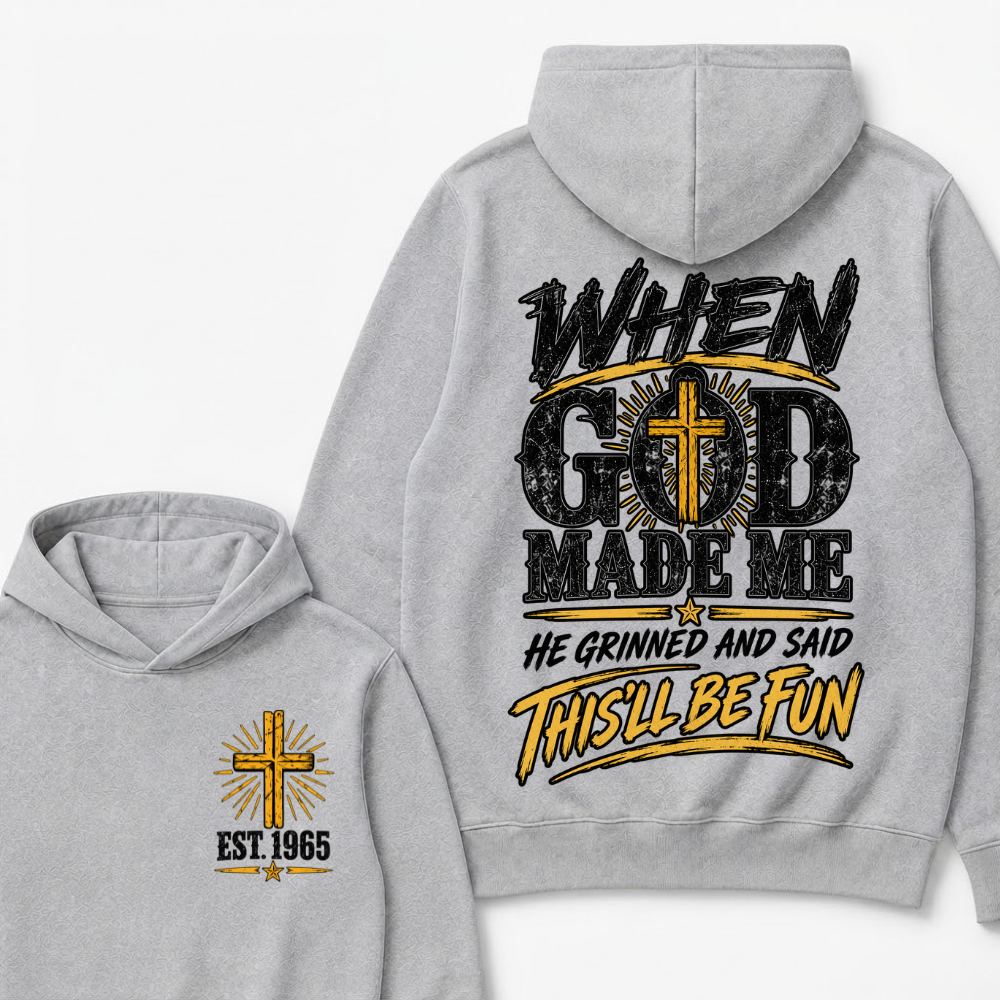 Custom Year Faith Cross Hoodie | Double Sided When God Made Me Graphic Sweatshirt