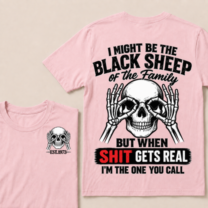 I Might Be The Black Sheep Of The Family Skull Skeleton Hands EST.Year T-Shirt, Funny Family Quote Graphic Tee