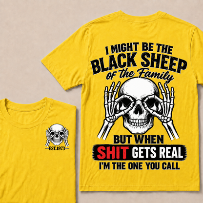 I Might Be The Black Sheep Of The Family Skull Skeleton Hands EST.Year T-Shirt, Funny Family Quote Graphic Tee