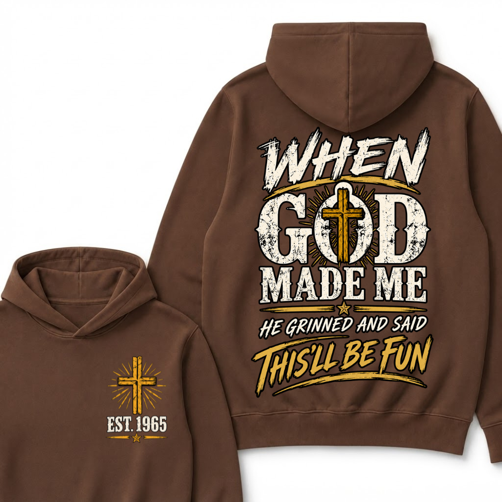Custom Year Faith Cross Hoodie | Double Sided When God Made Me Graphic Sweatshirt