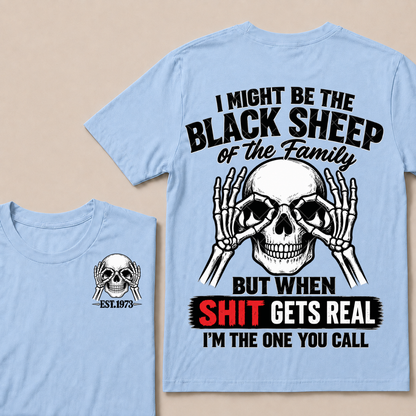 I Might Be The Black Sheep Of The Family Skull Skeleton Hands EST.Year T-Shirt, Funny Family Quote Graphic Tee